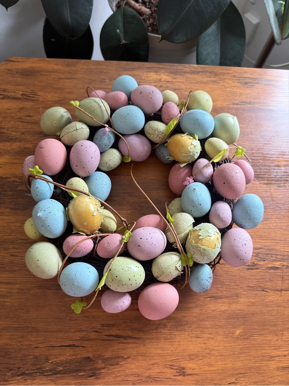 Pastel Easter Egg Wreath - Spring Door Decor in Pink, Blue, Green, Cream, Yellow